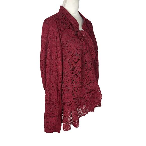 Torrid Red Lace Military Blazer Jacket Peplum Open Front Lined Plus Size 5X - Picture 5 of 9